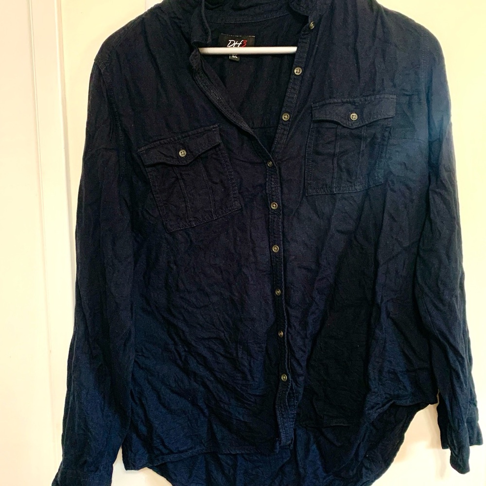 Women's Navy Button Down Shirt